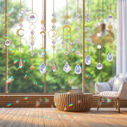HYBEADS 200 pcs DIY Sun Catchers Making Kits Craft for Adults Crystal Suncatchers Supplies Stained Glass Window Hanging Prism Indoor Outdoor Garden Xmas Decor with Rainbow Maker Pendants Chains - Image 4