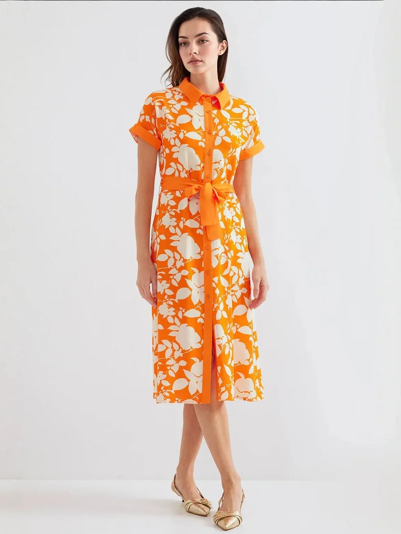 بيغ دارت فستان ميدي مزهر من  بفيونكة