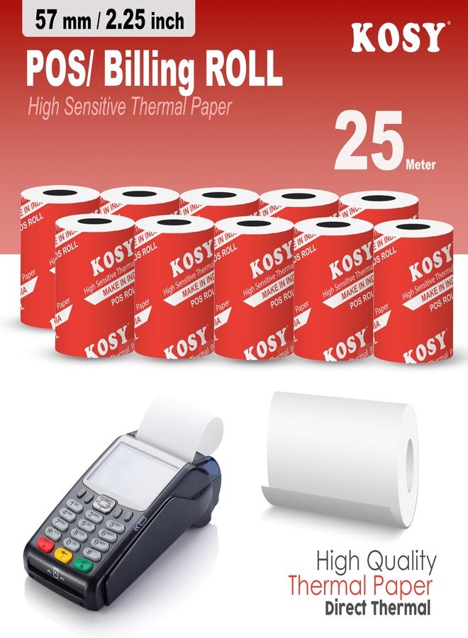 KOSY 58mm Thermal Printer Roll BPA Free Thermal Receipt Paper Roll for POS Billing Machines Crisp Print Jam Free Paper for Retail Counters 2.25 Inch Width 25 Meter Length Pack of 10 - Image 2
