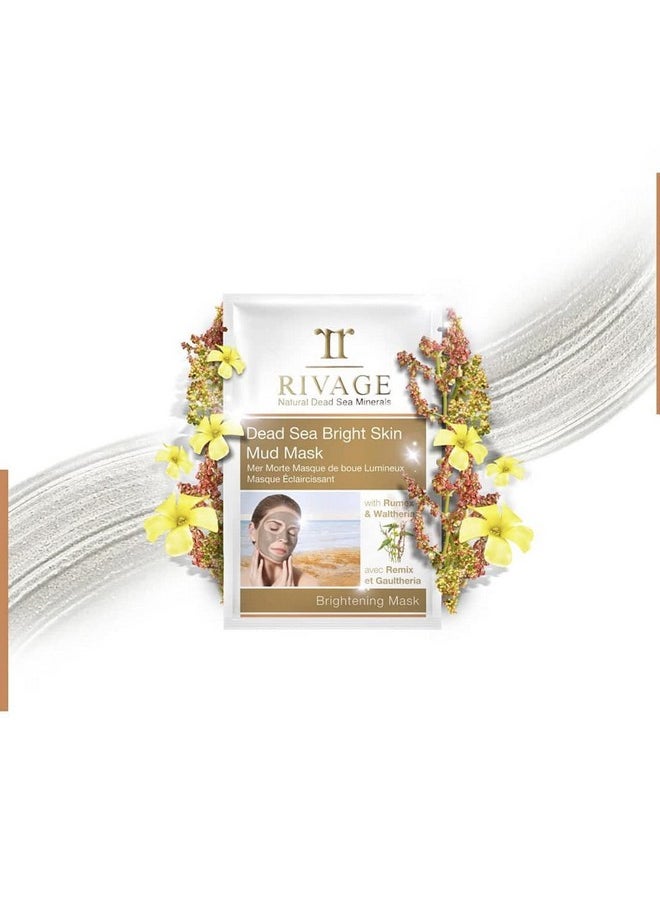 Rivage - Natural Dead Sea Minerals Bright Skin Authentic Dead Sea Mud Mask With Rumex And Waltheria Sachets 25 G X 4 Brightening Mask Vegan Friendly No Animal Testing No Harsh Chemicals - Image 1