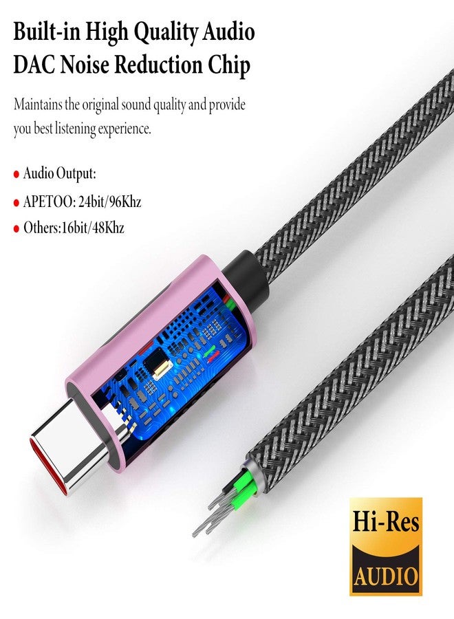 APETOO USB C to 3.5 mm Audio Adapter for Galaxy S25/S24 Type C to Headphone Aux Jack Dongle 24bit/96kHz HiFi DAC Cable Cord for iPhone 17 16 15 Plus/Pro Max iPad A16, Galaxy S23 S22 S21 Ultra, Pixel 9 - Image 2