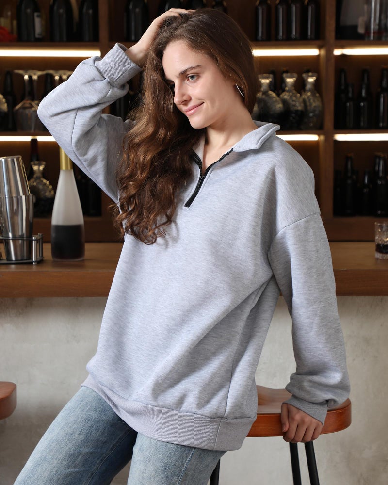 Chicingyou 2 Pack Quarter Zip Pullover Women Fleece Half Zip Oversized Sweatshirts Long Sleeve Shirts Fall Clothes(Taupe,Gray,M) - Image 2