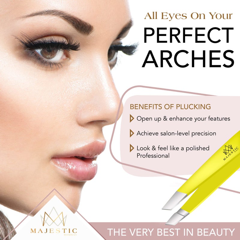 Majestic Bombay Fine Point + Slant Tweezers for Women and Men â€“ Splinter Ticks, Facial, Brow and Ingrown Hair Removalâ€“Sharp, Needle Nose, Surgical Tweezers Precision best tweezers for chin hair - Image 2