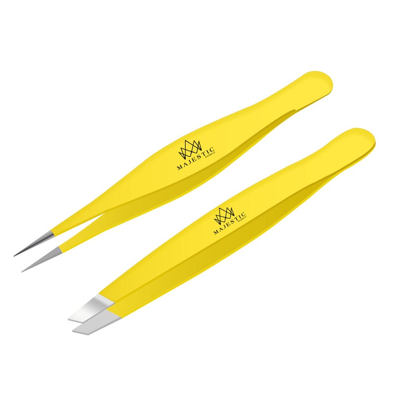 Majestic Bombay Fine Point + Slant Tweezers for Women and Men â€“ Splinter Ticks, Facial, Brow and Ingrown Hair Removalâ€“Sharp, Needle Nose, Surgical Tweezers Precision best tweezers for chin hair - Image 1