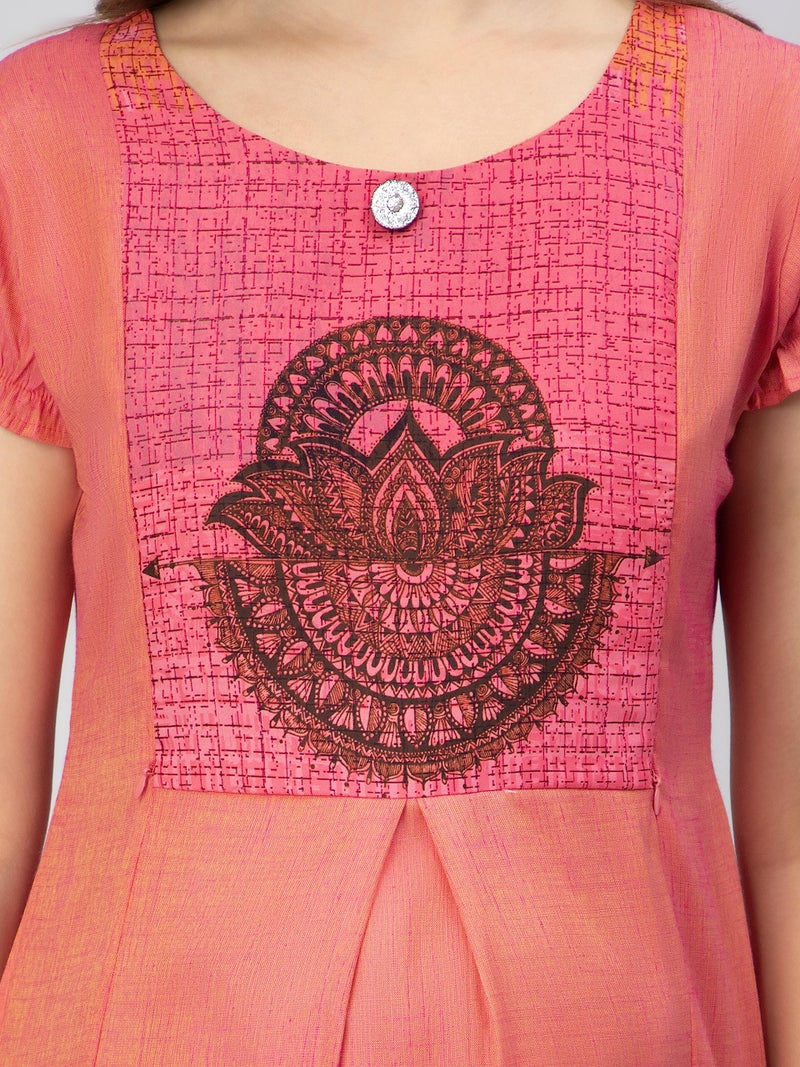 CEE 18 Women's Cotton Rayon Straight Maternity Feeding Kurti for Feeding with Zippers(9653_44,Peppy Pink,2XL) - Image 5