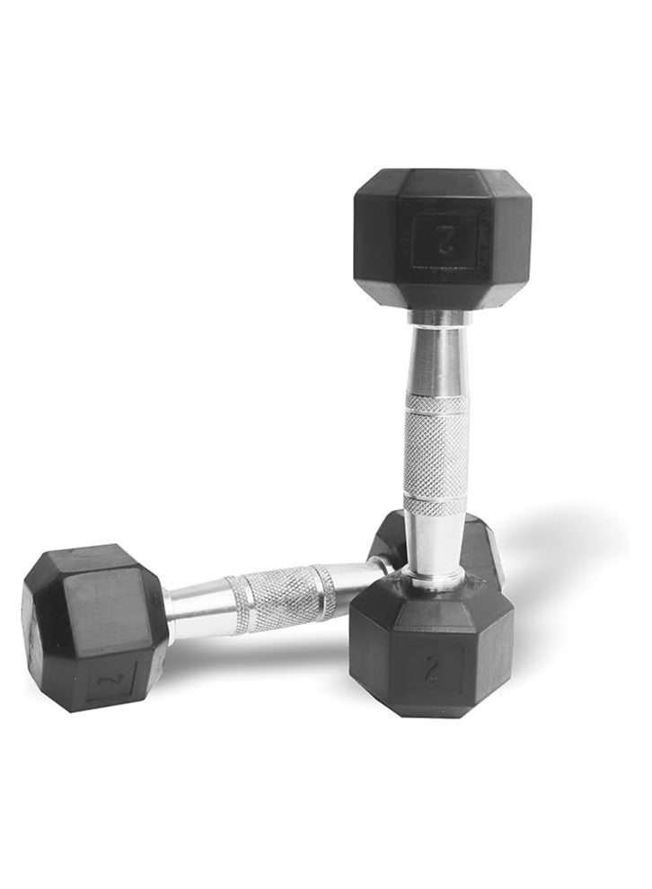 واتسون دمبل سداسي من الحديد المصبوب المطلي بالمطاط، مقبض مضاد للانزلاق، 4 كجم (2 كجم × 2) دمبل سداسية للمنزل وصالة الألعاب الرياضية وتدريبات القوة الاحترافية، ورفع الأثقال، ومجموعة الأوزان الثقيلة للتمرين - Image 1