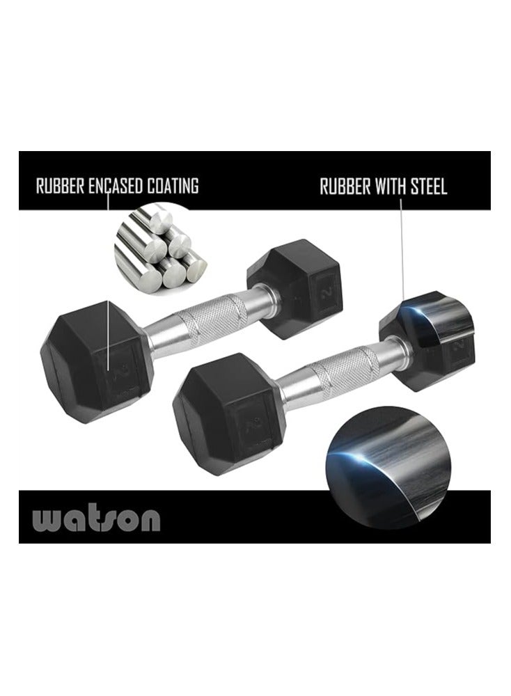واتسون دمبل سداسي من الحديد المصبوب المطلي بالمطاط، مقبض مضاد للانزلاق، 4 كجم (2 كجم × 2) دمبل سداسية للمنزل وصالة الألعاب الرياضية وتدريبات القوة الاحترافية، ورفع الأثقال، ومجموعة الأوزان الثقيلة للتمرين - Image 5