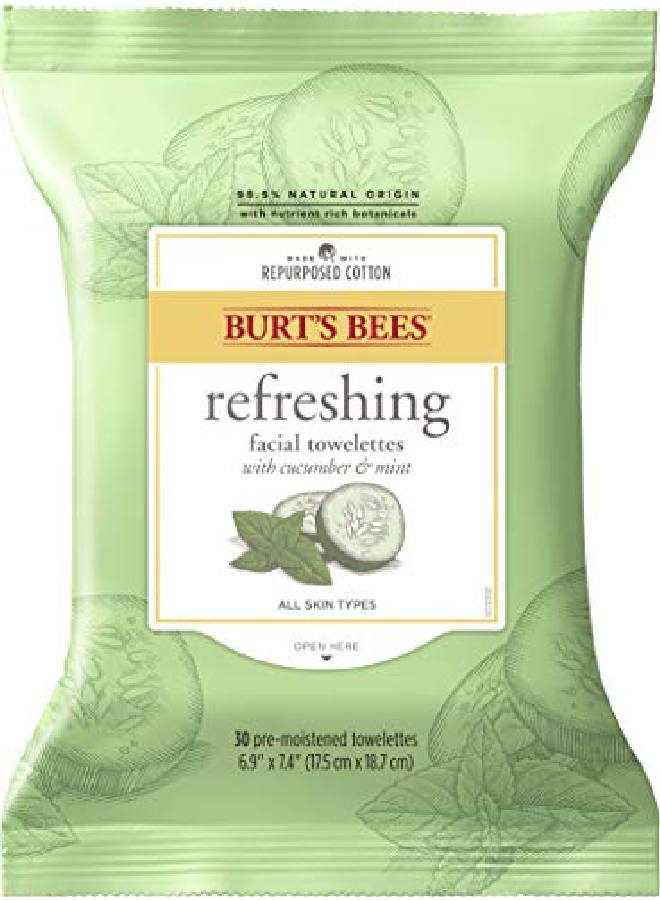 Burt's Bees مناديل تنظيف الوجه الحساسة بالخيار والنعناع 30 قطعة - Image 2