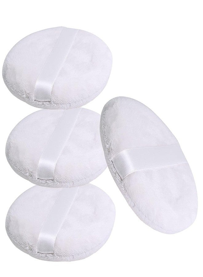 Aternal 4 PCS Large Powder Puff, 4.13 Inch Velour Body Powder Puff Round Fluffy Powder Puffs Ultra Soft Body Puff Washable for Loose Body Powder Face Powder Baby Powder Makeup with Ribbon - Image 1