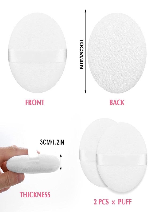 Aternal 4 PCS Large Powder Puff, 4.13 Inch Velour Body Powder Puff Round Fluffy Powder Puffs Ultra Soft Body Puff Washable for Loose Body Powder Face Powder Baby Powder Makeup with Ribbon - Image 2