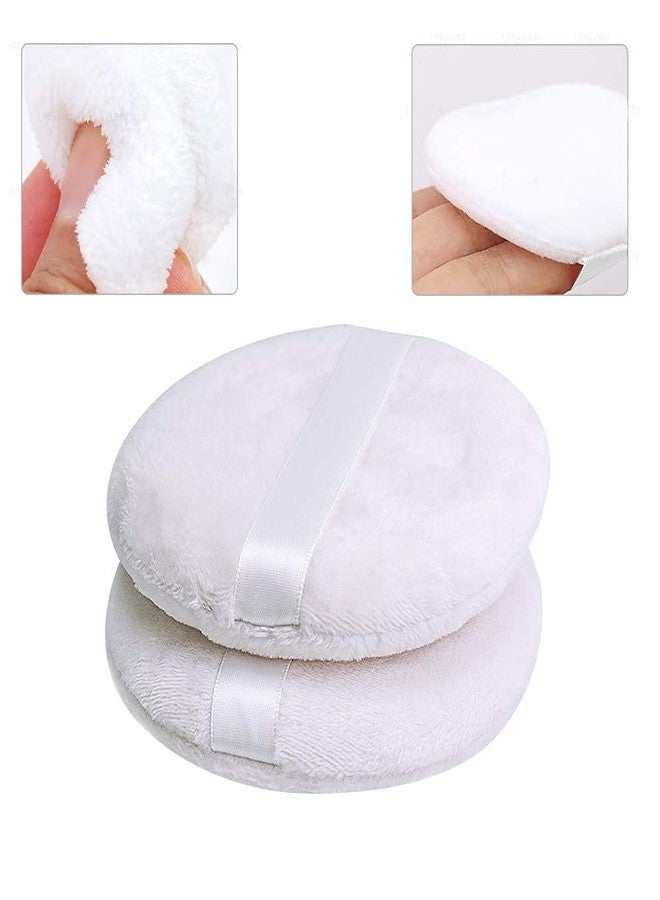 Aternal 4 PCS Large Powder Puff, 4.13 Inch Velour Body Powder Puff Round Fluffy Powder Puffs Ultra Soft Body Puff Washable for Loose Body Powder Face Powder Baby Powder Makeup with Ribbon - Image 4