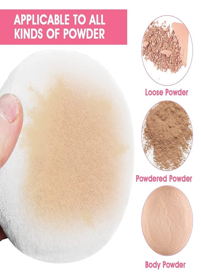 Aternal 4 PCS Large Powder Puff, 4.13 Inch Velour Body Powder Puff Round Fluffy Powder Puffs Ultra Soft Body Puff Washable for Loose Body Powder Face Powder Baby Powder Makeup with Ribbon - Image 3