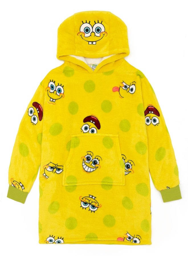 SpongeBob SquarePants Kids Wearable Hooded Blanket | Boys & Girls Yellow All Over Print Fleece Hoodie | Cozy Loungewear - Image 1