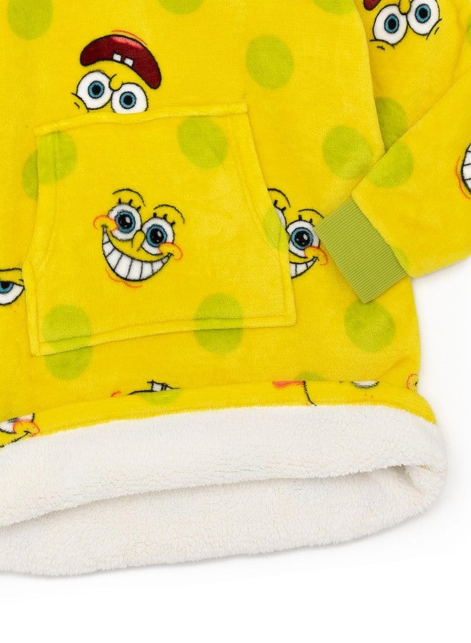 SpongeBob SquarePants Kids Wearable Hooded Blanket | Boys & Girls Yellow All Over Print Fleece Hoodie | Cozy Loungewear - Image 4