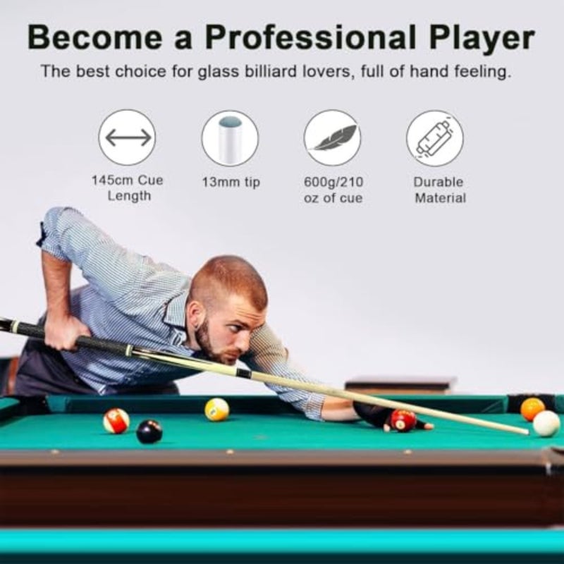 2Pcs Billiard Pool Cue Sticks, Linen Billiard Cue Hardwood Billiard Stick Pool Cue Set with Wrap 4 Pool Chalks 2 Gloves, Table Pool Stick for Beginner Professional Billiard Player House Bar Commercial - Image 2