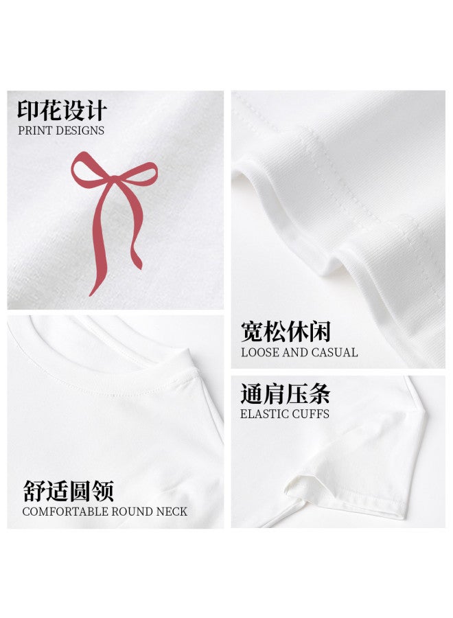 Hstyle Slim-fit Thin Women's T-shirt 2025 Summer Round Neck Casual Versatile Print Fashion High-end Short Sleeve Top - Image 5