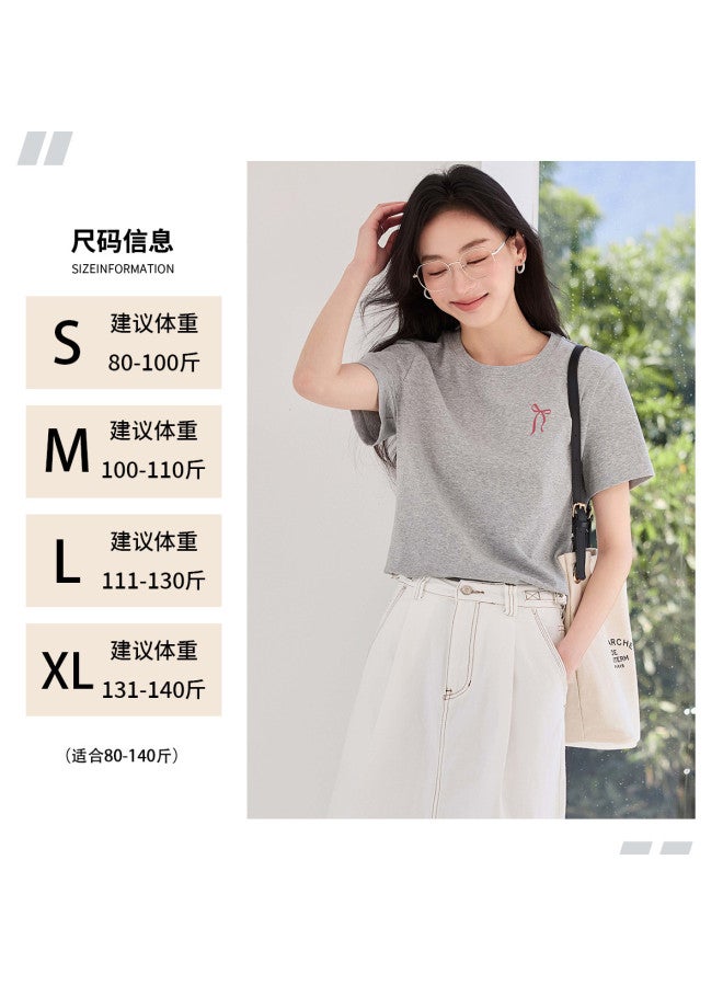 Hstyle Slim-fit Thin Women's T-shirt 2025 Summer Round Neck Casual Versatile Print Fashion High-end Short Sleeve Top - Image 4