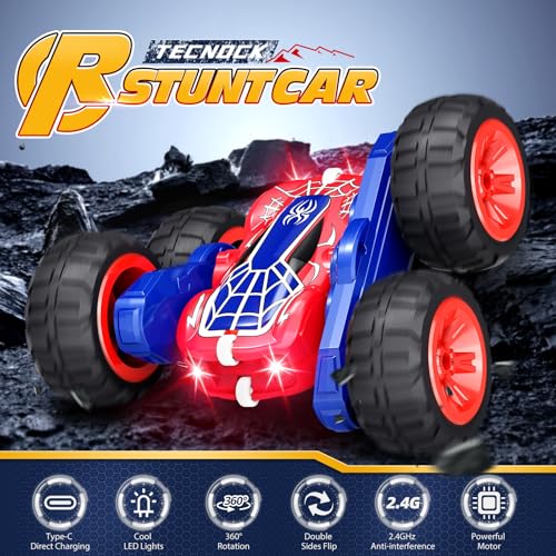 Tecnock Spider Remote Control Car 24GHz RC Cars with USBC Easy Charging 4WD Double Sided 360 Rotates Flips RC Stunt Car Toys Gift for Boys and Girls Ages 68 812 - Image 5