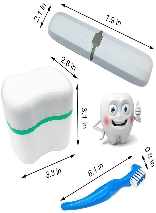 Reliable1st 11 Pcs Denture Case Kit, 2 Retainer Holder Boxes with Drainage Design, 2 Denture Bath Case Cups, 2 Dual Headed Denture Toothbrushes, 2 Portable Toothbrush Cases and Mesh Bag (Blue - Image 4