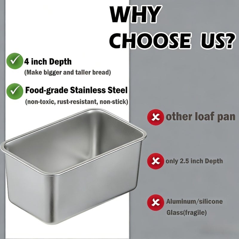 Stainless Steel Deepened Bread Baking Pans 2pcs Oven Dishwasher Safe - Image 5