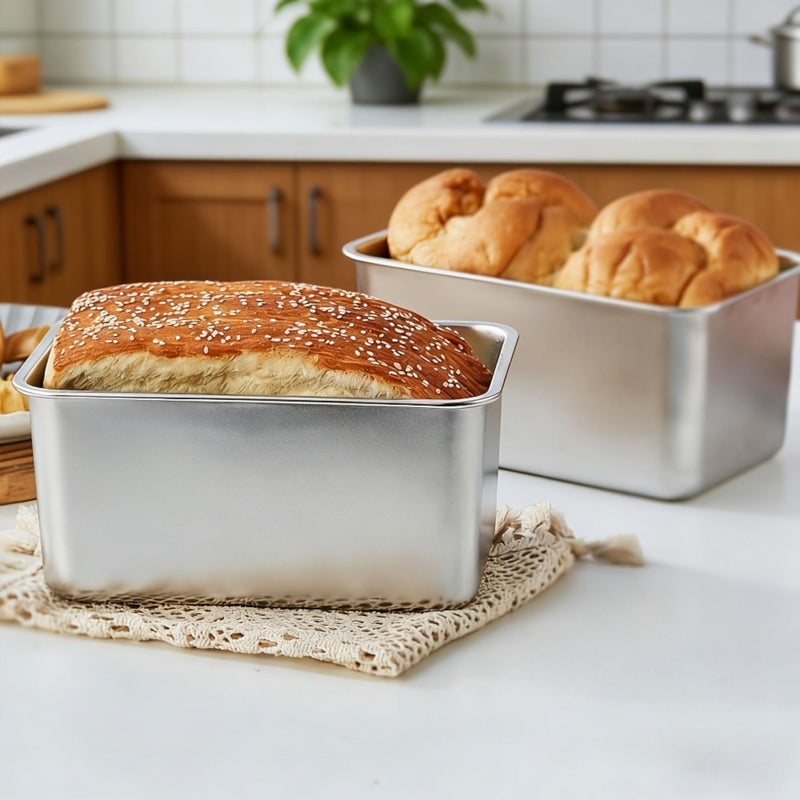 Stainless Steel Deepened Bread Baking Pans 2pcs Oven Dishwasher Safe - Image 4