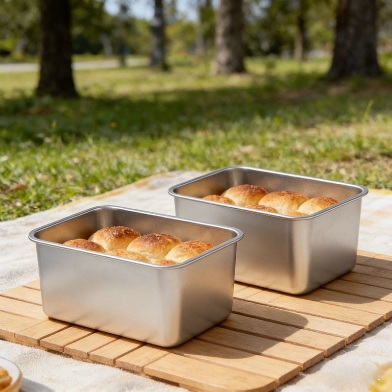 Stainless Steel Deepened Bread Baking Pans 2pcs Oven Dishwasher Safe - Image 2