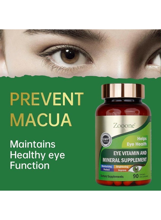 zooone Lutein & Zeaxanthin Eye Vitamins – Vision Support with Vitamin C, E, Zinc & Copper | Helps Reduce Eye Strain & Dryness | Daily Eye Health Supplement for Adults & Seniors – 90 Capsules - Image 2