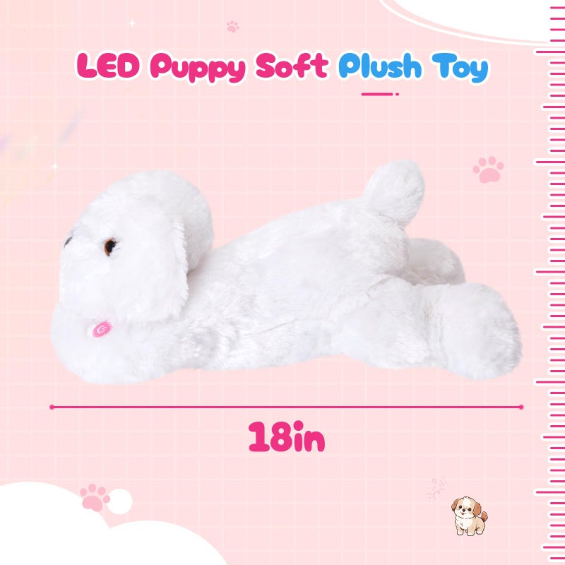 WEWILL 18 Light up White Puppy Dog LED Stuffed Animal with Colorful Night Light Glow Soft Plush Toy Gifts for Kids on Christmas Birthday - Image 3