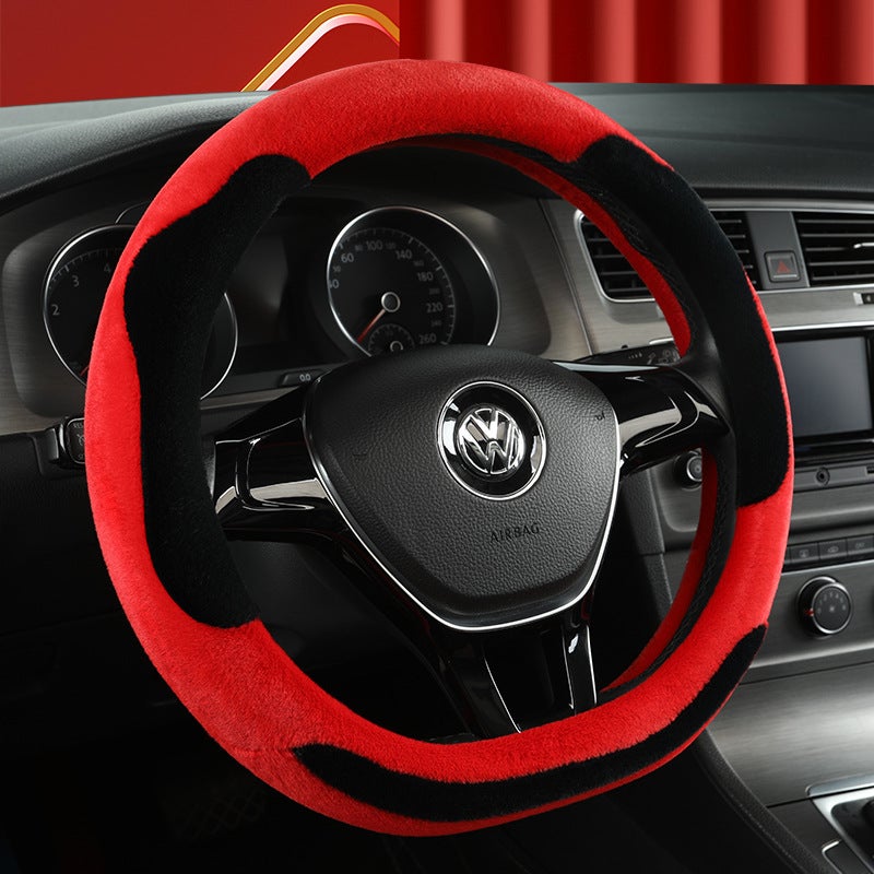 Car Steering Wheel Cover Winter Warm Short Plush Handle Cover Non-Slip Breathable Unisex Car Handle Cover - Image 4