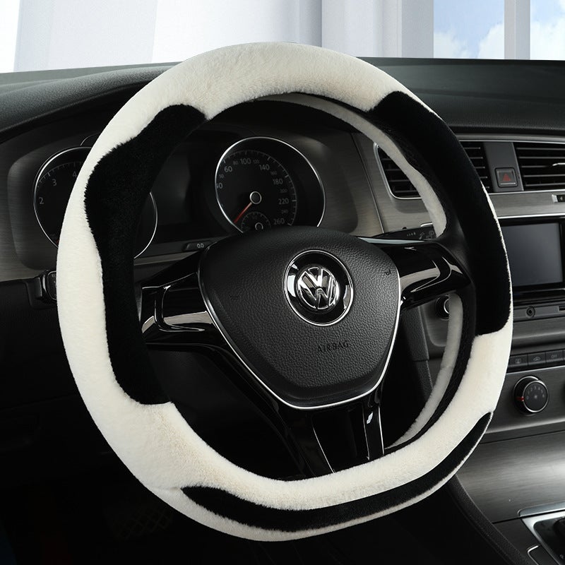 Car Steering Wheel Cover Winter Warm Short Plush Handle Cover Non-Slip Breathable Unisex Car Handle Cover - Image 3