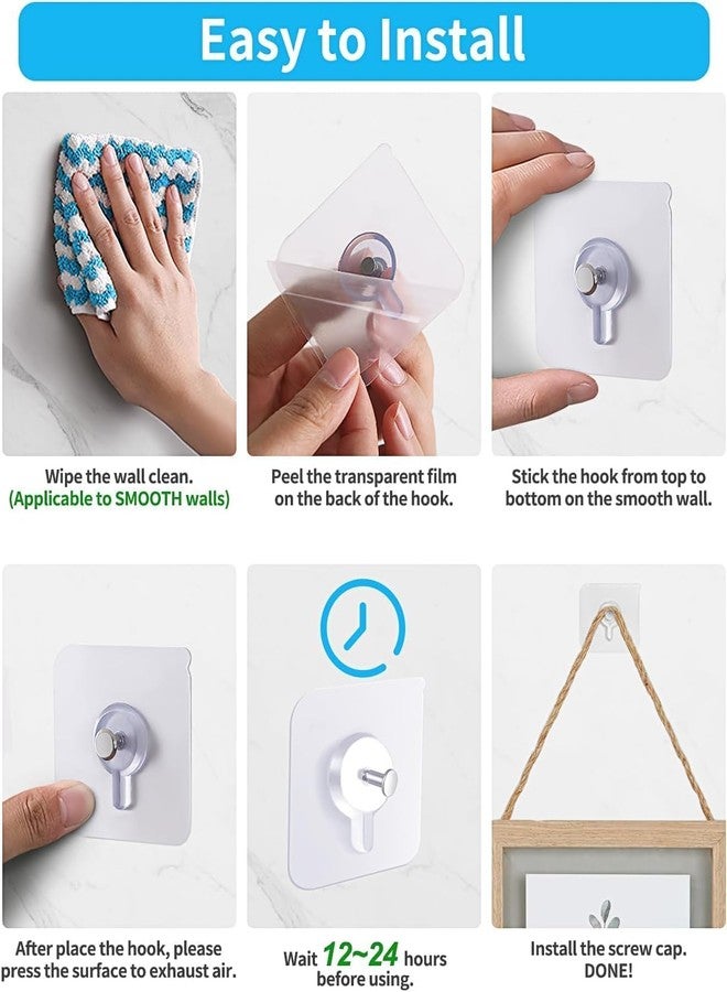 VOLDOT Photo Frame Hooks for Wall Without Drilling, 10 Pack Self Adhesive Hooks for Wall Heavy Duty Strong Nail Free for Hanging Photo Frame (10 pcs) - Image 4