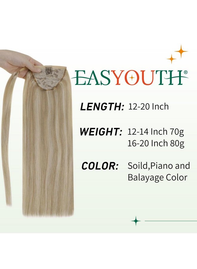 إيزي يوث وصلات شعر أشقر على شكل ذيل حصان، وصلات شعر بشري على شكل ذيل حصان، وصلات شعر أشقر ذهبي، هايلايت عسلي، أشقر ملفوف حول ذيل حصان، شعر بشري على شكل ذيل حصان، 12 بوصة 70 جرام - Image 3