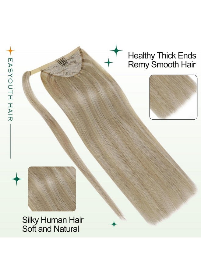 إيزي يوث وصلات شعر أشقر على شكل ذيل حصان، وصلات شعر بشري على شكل ذيل حصان، وصلات شعر أشقر ذهبي، هايلايت عسلي، أشقر ملفوف حول ذيل حصان، شعر بشري على شكل ذيل حصان، 12 بوصة 70 جرام - Image 2