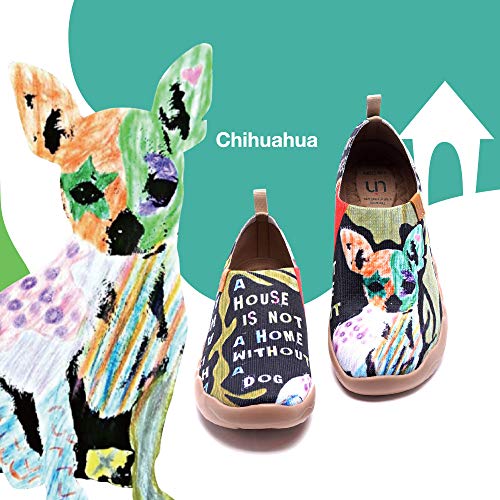 UIN Women's Lightweight Sneakers Comfortable Canvas Slip On Flat Art Painted Cat Travel Shoes Chihuahua (7.5) - Image 2