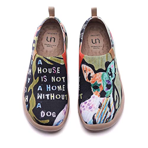 UIN Women's Lightweight Sneakers Comfortable Canvas Slip On Flat Art Painted Cat Travel Shoes Chihuahua (7.5) - Image 1
