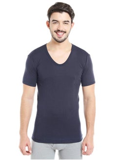 BYC MEN'S U-NECK COTTON UNDERSHIRT (PACK OF 3) - NAVY BLUE  - Image 3