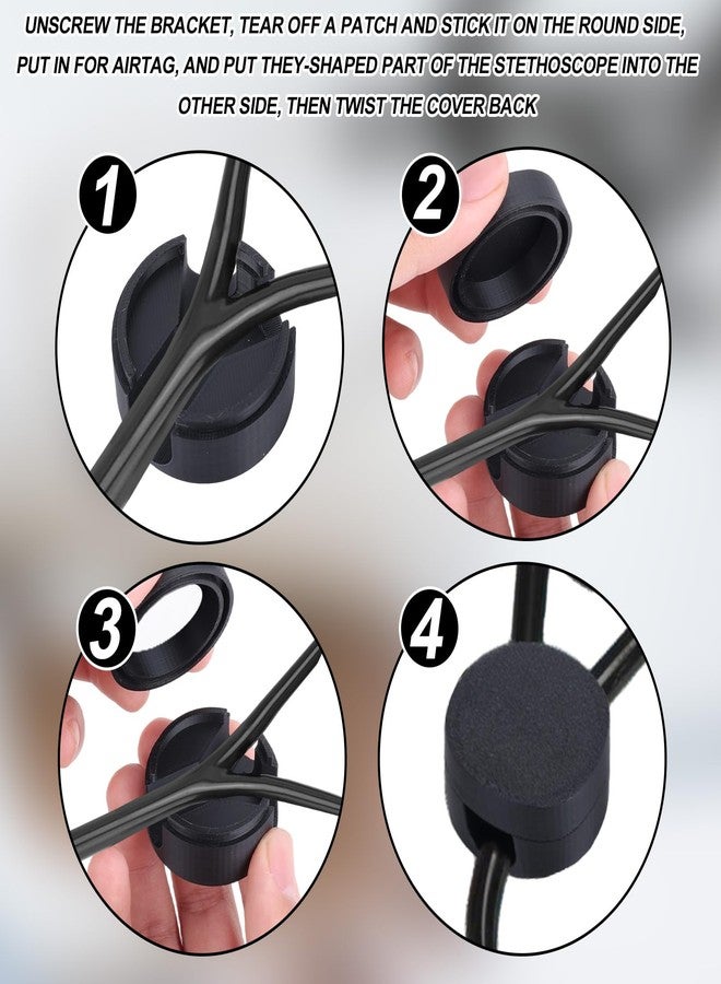 Fukaisu Holder for AirTag Stethoscope, Black Digital Stethoscope Holder with 5 Stickers Safety Tracker Box for EKO CORE 500™ and 3M Littmann CORE Digital Stethoscopes - Image 5