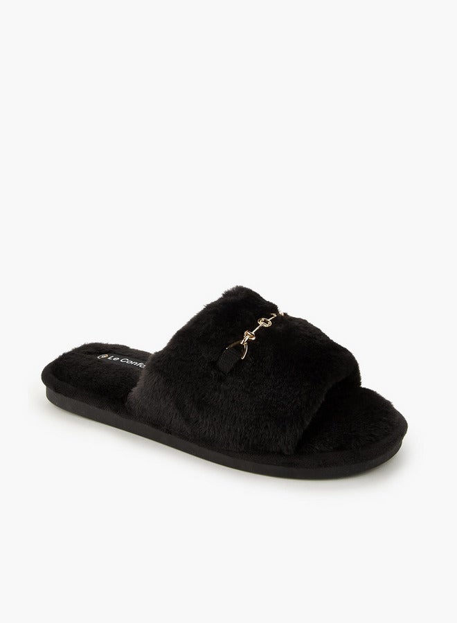Le Confort Women Faux Fur Bedroom Slides - Image 1