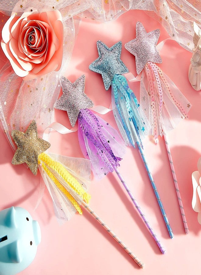 Skylety 8 Pcs Fairy Wands Star Glitter Princess Wands for Girls Kids Princess Party Favors Angel Sticks with Ribbon Costume Props for Birthday Wedding Cosplay - Image 5