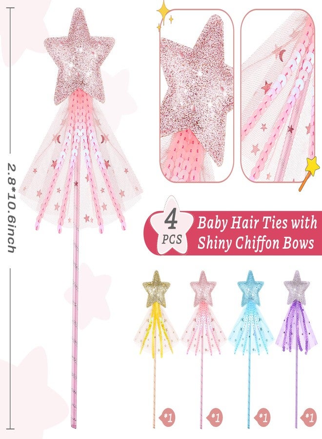 Skylety 8 Pcs Fairy Wands Star Glitter Princess Wands for Girls Kids Princess Party Favors Angel Sticks with Ribbon Costume Props for Birthday Wedding Cosplay - Image 2