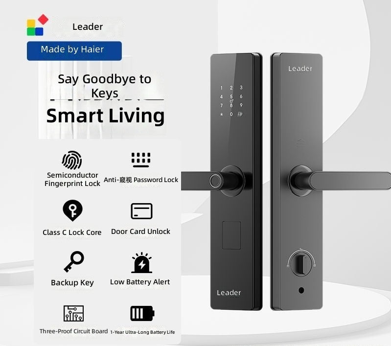Haier Leader Smart Fingerprint Lock for Home Entry - Top 10 Brand, Anti-Theft Electronic Door Lock - Image 1