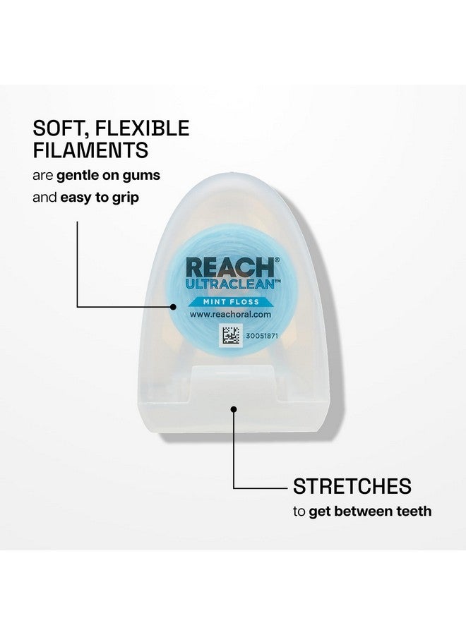 REACH Ultraclean Dental Floss, Mint, Plaque Remover for Teeth, Shred Resistant, Waxed, Easy on Gums & Teeth, Mint, Oral Care, PFAS Free, for Adults & Kids, 6 Pack, 30 yd - Image 3