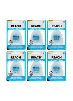 REACH REACH Ultraclean Dental Floss, Mint, Plaque Remover for Teeth, Shred Resistant, Waxed, Easy on Gums & Teeth, Mint, Oral Care, PFAS Free, for Adults & Kids, 6 Pack, 30 yd  - Image 1