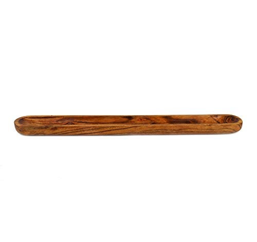 Kaizen Casa Hand-Carved Acacia Wood Long Olive Tray Canoe Style Perfect for Dinner Rolls, or as a Table Centerpiece - Image 2