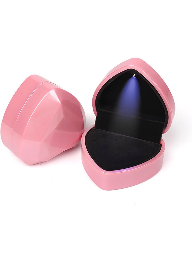 Heart Shaped Jewellry Box with LED Light, Velvet Earrings Jewelry Case with Light, Jewellry Display Box for Wedding, Engagement, Proposal, Birthday and Anniversary Gift Box Ring Box Necklace Box - Image 1