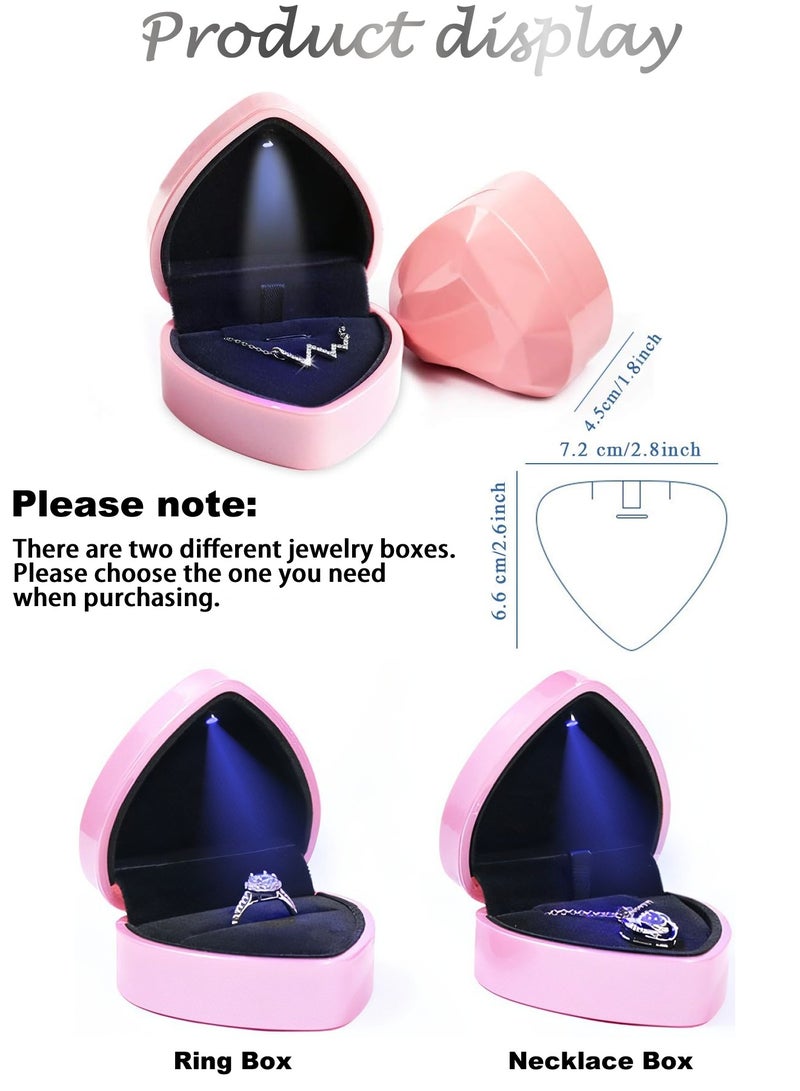 Heart Shaped Jewellry Box with LED Light, Velvet Earrings Jewelry Case with Light, Jewellry Display Box for Wedding, Engagement, Proposal, Birthday and Anniversary Gift Box Ring Box Necklace Box - Image 2