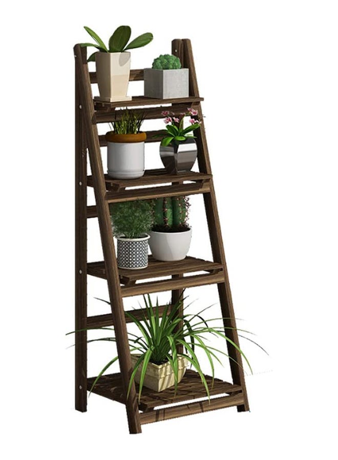 HOME TASTE Hometaste Handcrafted Solid Wooden 3 And 4-Tiers Floor-Standing Plant Stand Foldable Flower Rack Indoor And Outdoor Wood Display Storage Shelf Organizer For Garden, Rooms And Balcony (4 Tiers) 