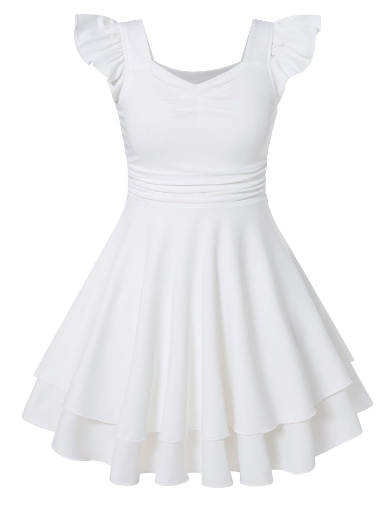 ALISISTER White Dress for Girl Size 10 12 Tween Girls Summer Dress Cute Dresses Kids Formal Ruffle Sleeveless Party Wedding Juniors 5th Graduation Sundress Size 11 Casual Flower Dresses for Teens Girls 11t 12t - Image 1