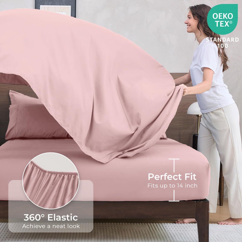 HEVUMYI Dusty Pink Queen Comforter Set - 7-Piece All Season Bed in a Bag Queen, Ultra Soft Bedding Set with Comforter, Flat Sheet, Fitted Sheet, Pillowcases, Pillow Shams - Image 5