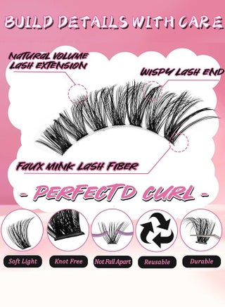544 Pcs Lash Clusters, Lash Adhesive Glue & Lash Tweezer Set Eyelash Extensions Wispy False Eyelashes Lash Clusters DIY Eyelash Extensions Individual False Eyelashes for Women - view 5
